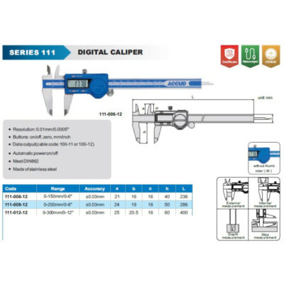 CALIPERS DIGITAL L 300/0.01 111-012-12 ACCUD