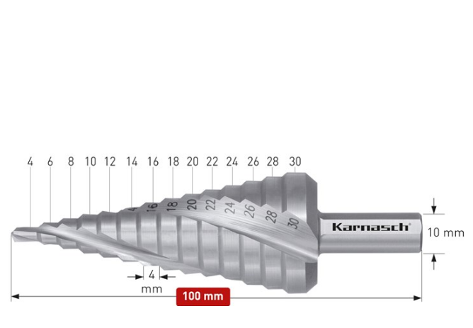 STEP DRILL 6-30 HSS-XE z3 spiral 213006 KARNASCH