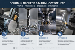 Основни процеси в машиностроенето – рязане, пробиване, фрезоване и струговане